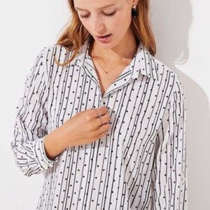LOFT Dot Print Utility Blouse. Large.
